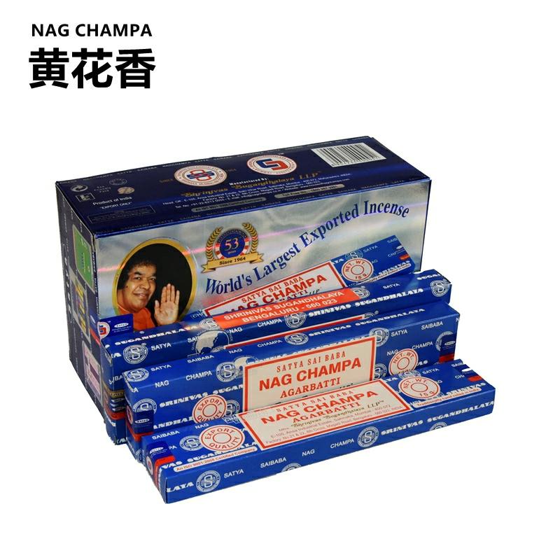 Doftljus/Incense |   Nag Champa Sai Baba Indisk Rökelse Äkta Guldblommig Sandelträ Importerad Aromaterapi Rökelse Naturlig Avslappning Doftljus/Incense Doftljus/Incense