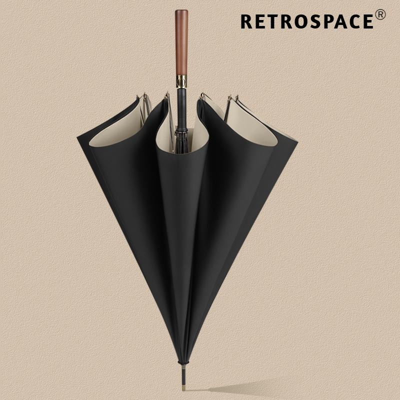 Regnjacka Och Paraply |   Högkvalitativ Dubbelautomatiserad Stor Paraply Med Långt Handtag, Regn- Och Solparaply För Män, Vindtålig, Förstärkt Och Designad För Kraftigt Regn, Med Trähandtag. Regnjacka Och Paraply Regnjacka Och Paraply